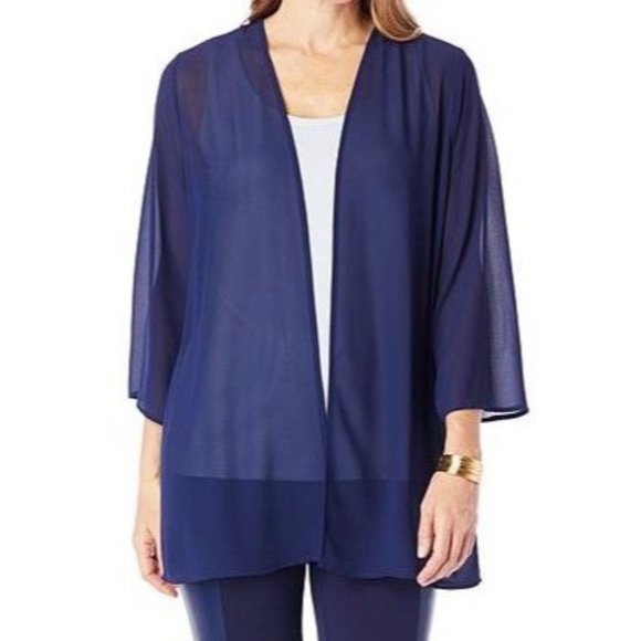 Colleen Lopez Chiffon Lily Topper 782-626 Navy 2X - Picture 1 of 1